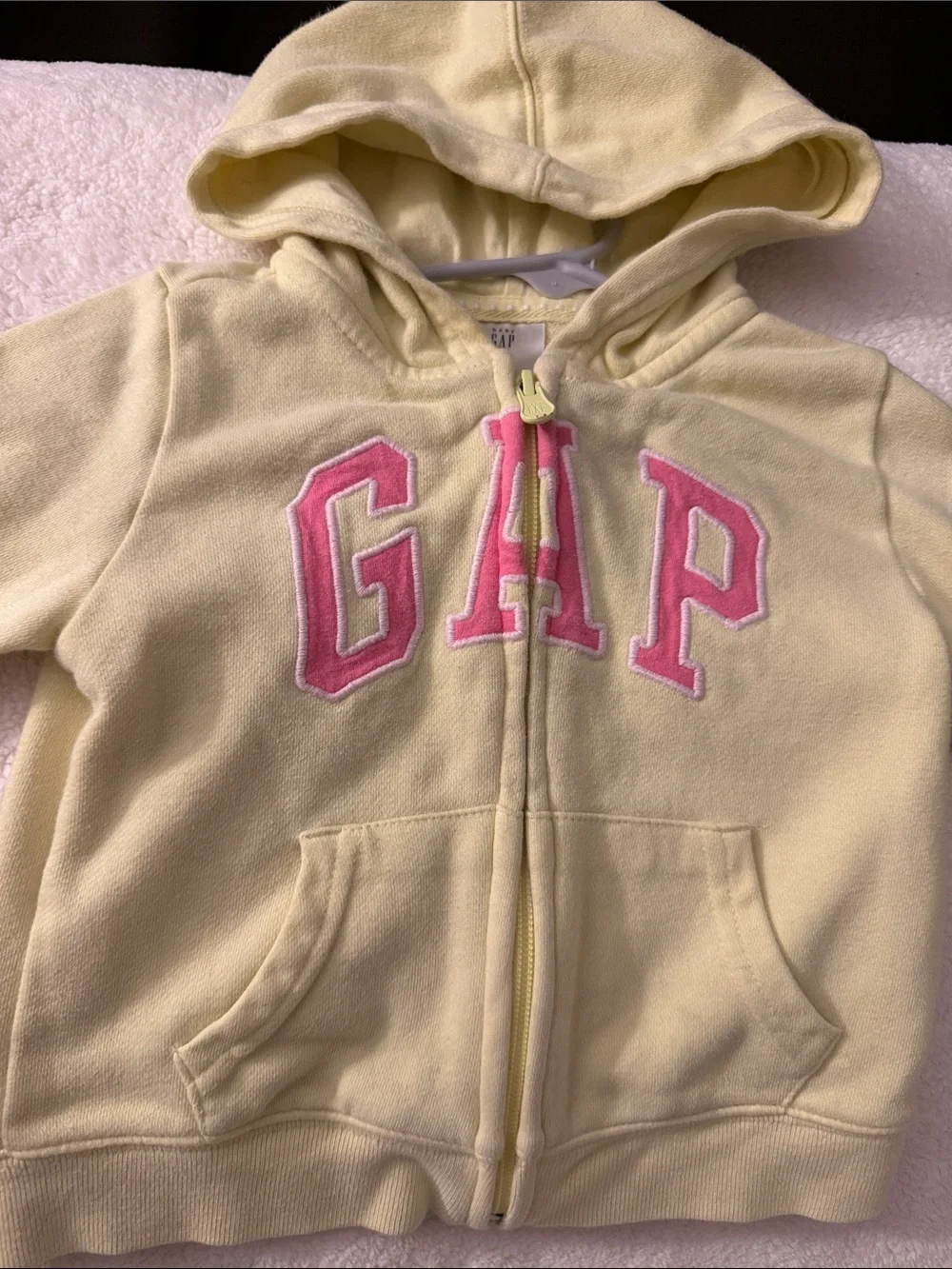 GAP Girls Yellow Hooded Zip Sweatshirt with Pink Logo